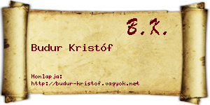 Budur Kristóf névjegykártya